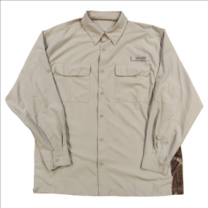 3/$20 Bimini Bay Tan & Camo Outdoor Vented Button-Up Shirt